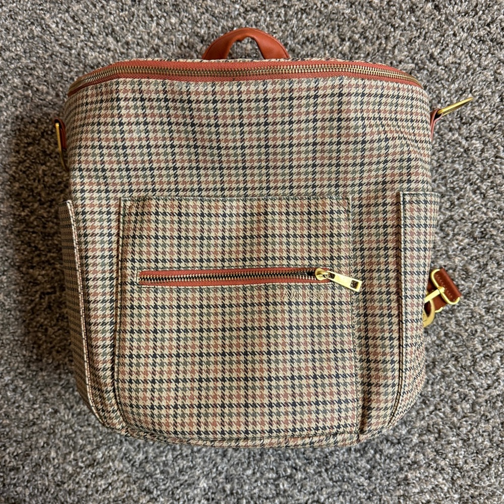 Fawn design Plaid original size convertible backpack diaper bag